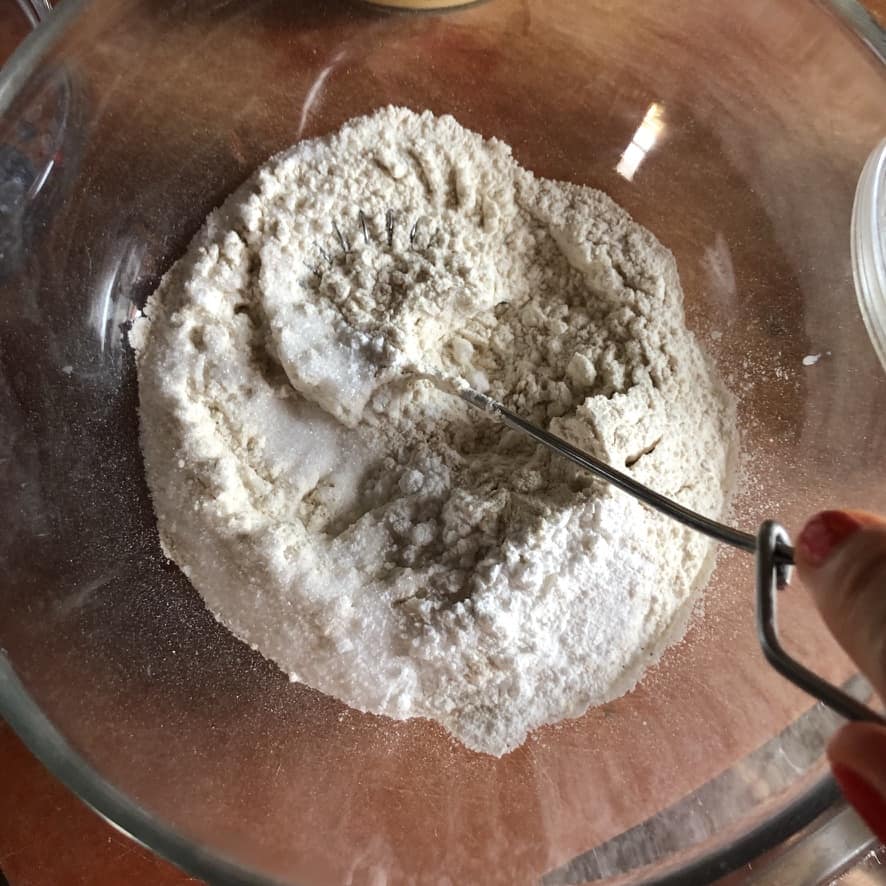 whisking the flour mixture