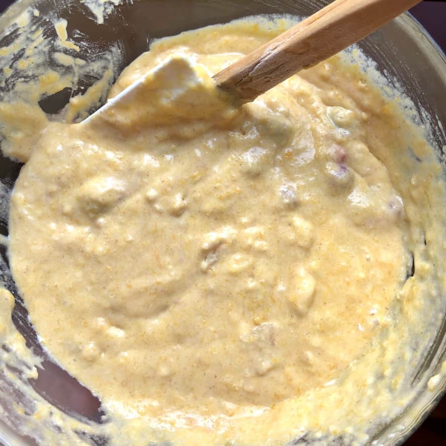 fully combined pumpkin pancake batter ready to be cooked.