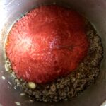 Abruzzo pear tomato passata added to the beef meat mixture