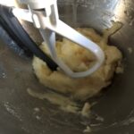 creaming butter, sugar, vanilla, and lemon zest in a stand mixer