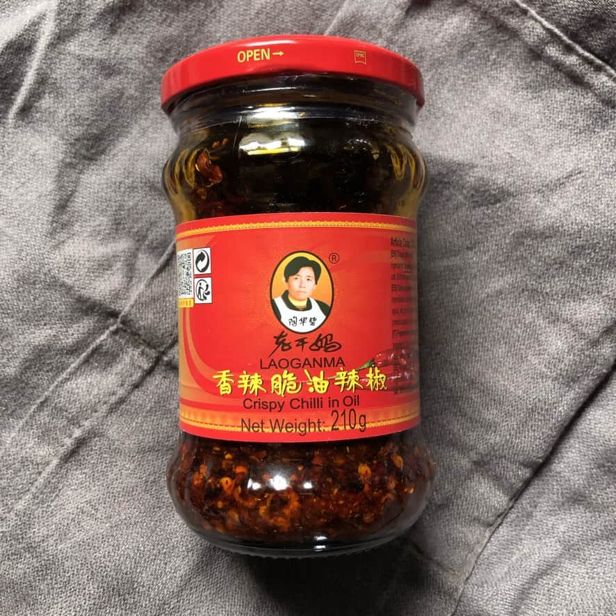 a bottle of Lao Gan Ma's Crispy Chili in oil