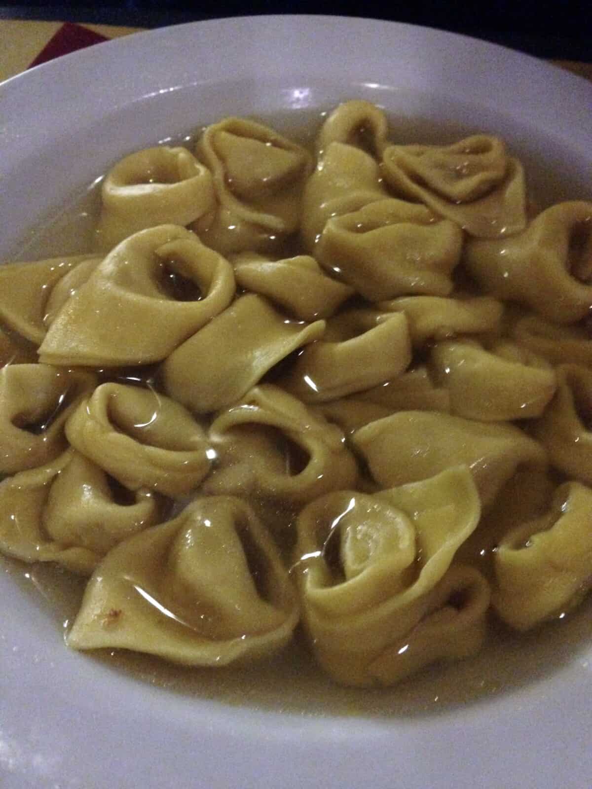 Traditional Tortellini in brodo from a restaurant in Emilia Romagna Italy