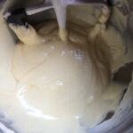 eggs incorporated into the cream cheese mixture