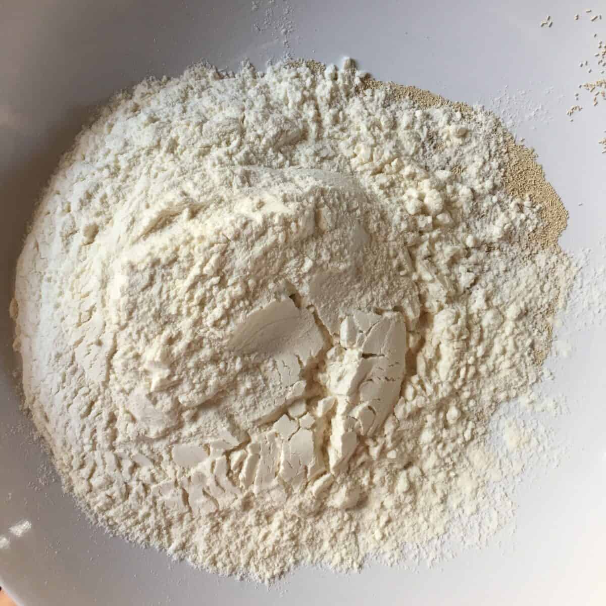 00 flour in a vintage bread bowl