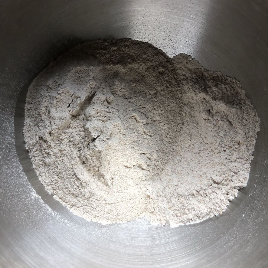 Whole wheat flour in a bowl.