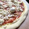 00 flour perfect pizza dough with pizza toppings (homemade pizza sauce, mozzarella, mozzarella di bufula)