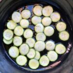 sauteeing zucchini in a little extra virgin olive oil for the paccheri sauce.