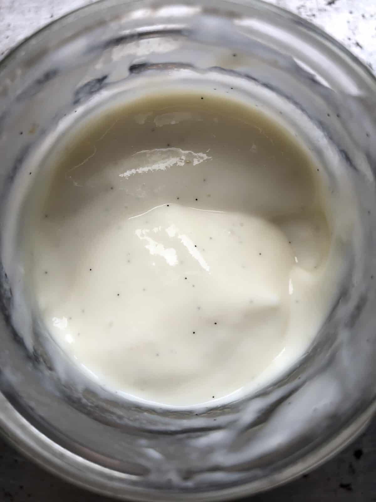 Homemade vanilla pudding made from homemade vanilla pudding mix.