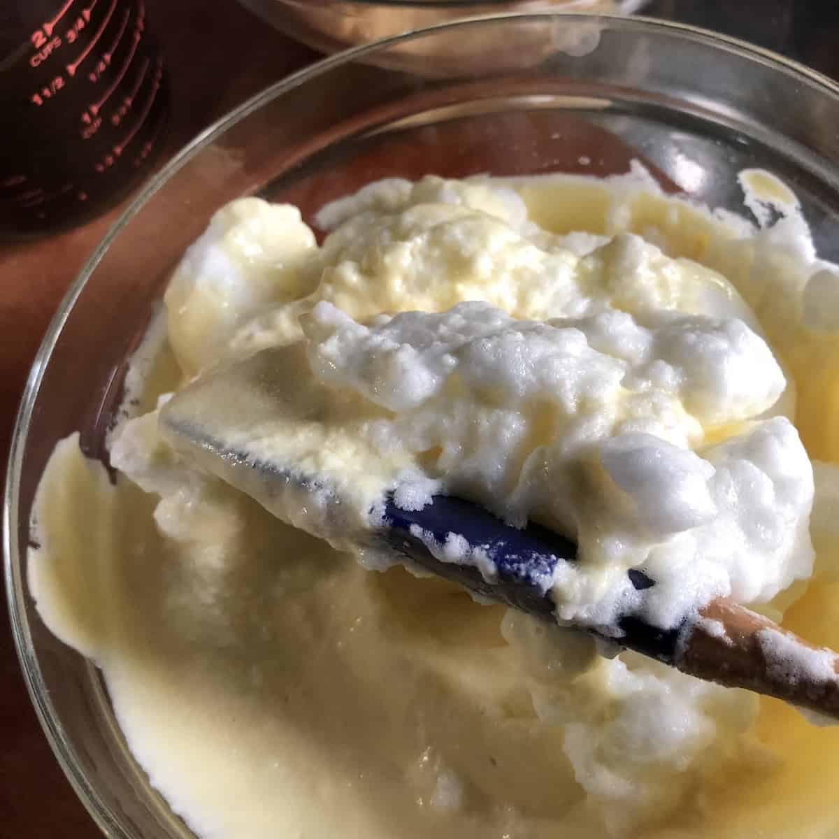 Folding egg whites into tiramisu cream, a rookie mistake that makes the cream runny and is not authentic Italian.
